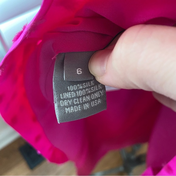 WOMAN PLEATED FLOCKED SILK-FAILLE MIDI DRESS BRIGHT PINK size 6 - Picture 13 of 13